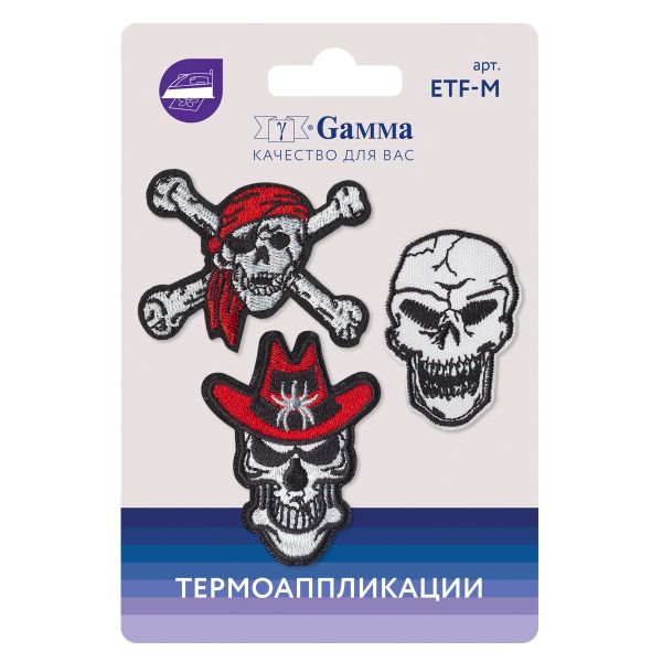 Термоаппликация №03, 3 шт, 03-307 Черепа 6.2х5 см, Gamma ETF-M