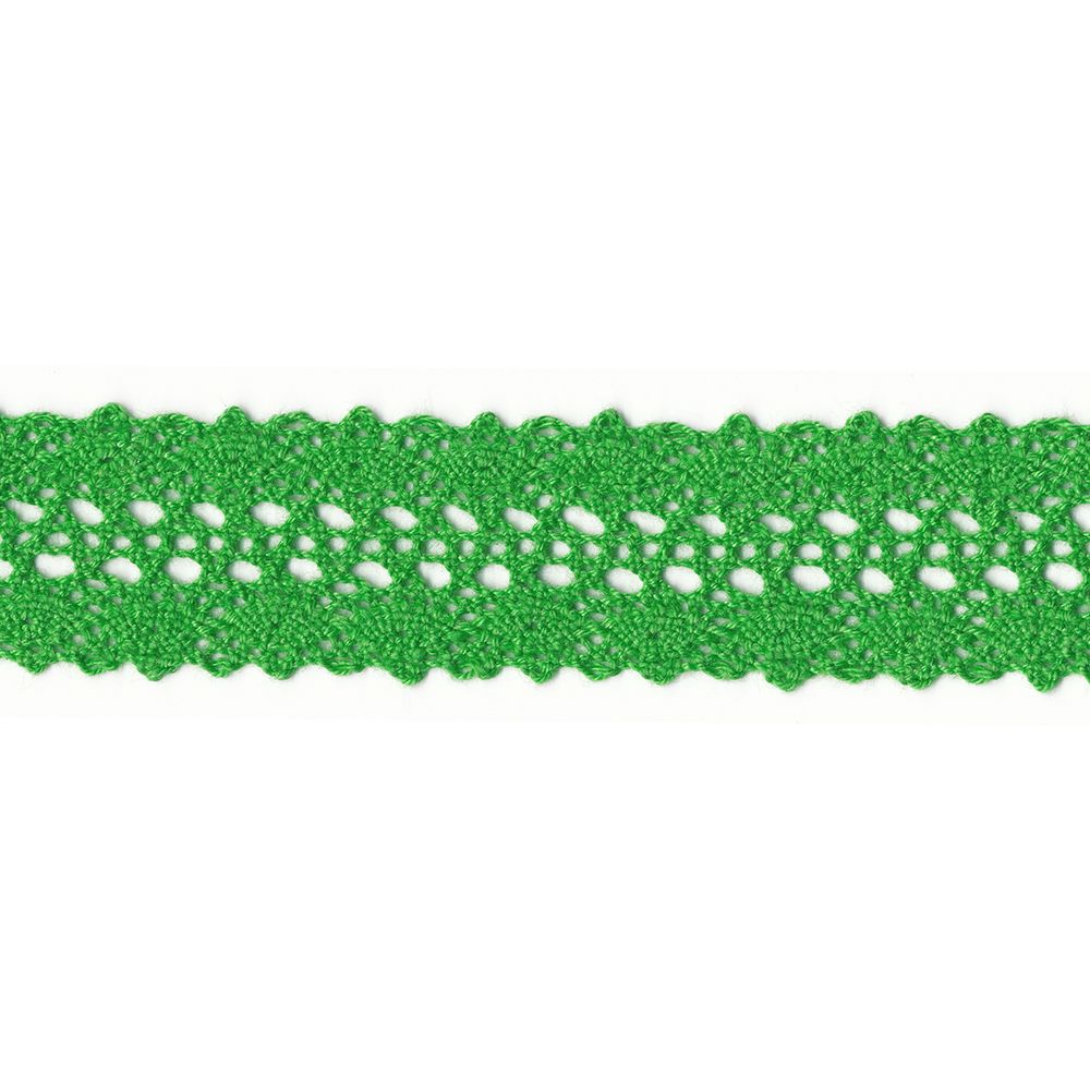 Кружево вязаное (тесьма) 27 мм, 5х3 м, 090 я.зеленый, HVK-10 Gamma