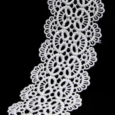 Кружево гипюр (плетёное) 65 мм / 9.14 метров, C501 белый