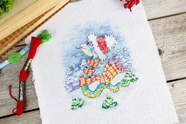 Набор для вышивания нитками МП Студия М-793, Снежная прогулка, 20х15 см