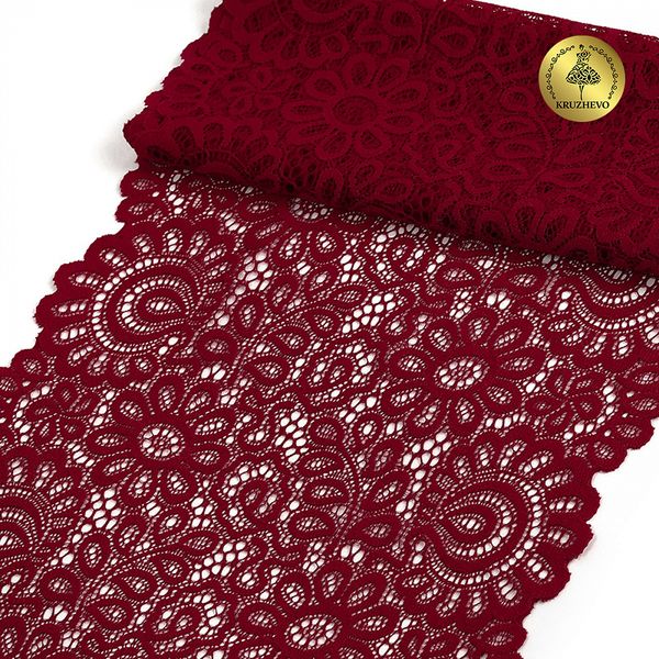Кружево бельевое эластичное 205 мм / 3 м, TBY.YSTL00839, цв.101 т.красный, Kruzhevo