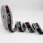 Тесьма лампасная 20 мм / 10 метров, с люрексом с надписью Love