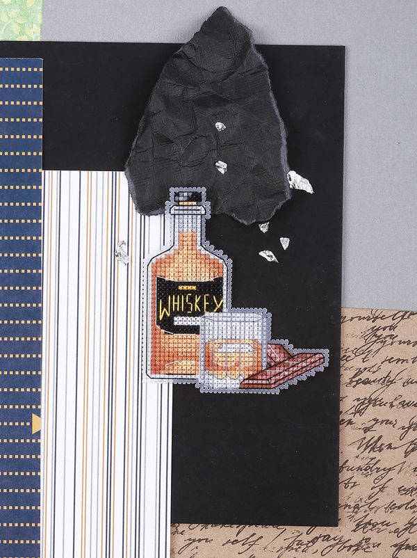 Набор для вышивания нитками Klart, Магнит Виски, 7,5х8 см