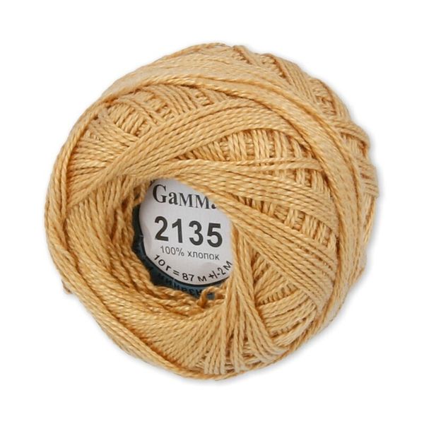 Пряжа нитки Ирис / уп.10 мот. по 10г, 82м, 2135 золотисто-коричневый, Gamma