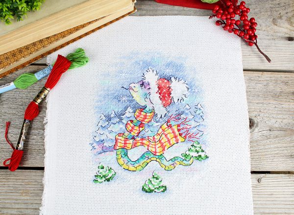 Набор для вышивания нитками МП Студия М-793, Снежная прогулка, 20х15 см