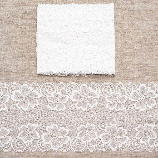 Кружево бельевое эластичное 185 мм / 3 метра (±4 см), белый LAEC-15459