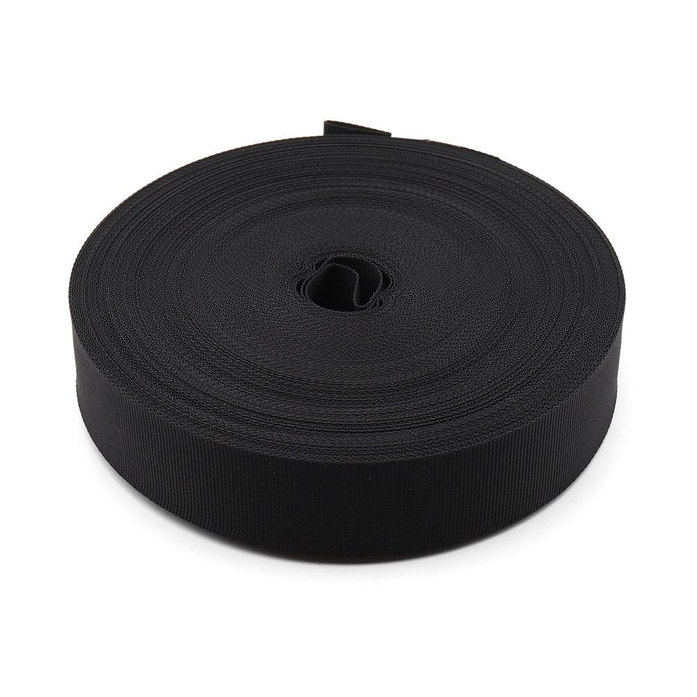 Стропа (ременная лента) 25 мм / 25 метров, толщ. 0.5 мм, [6.7 г/пог.м], 100% нейлон, черный