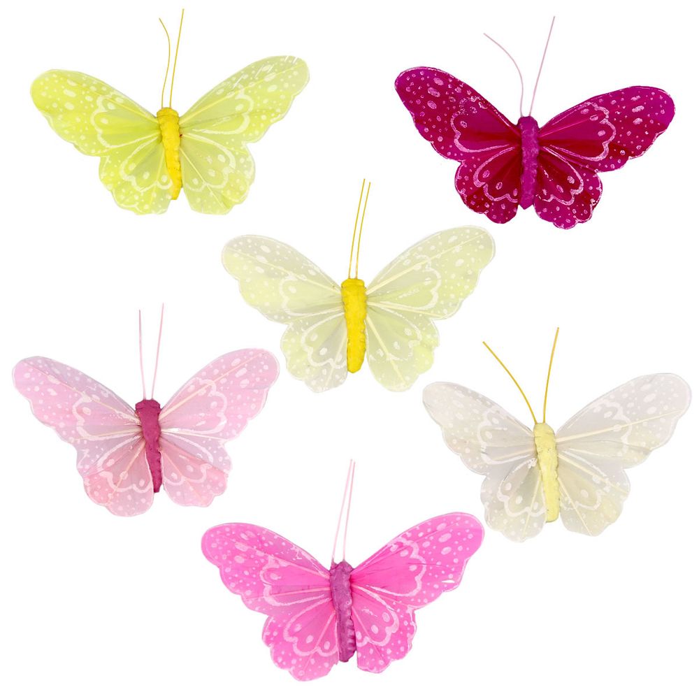 Бабочки с клипсой 10см ассорти, Астра, 12 шт /TOS/