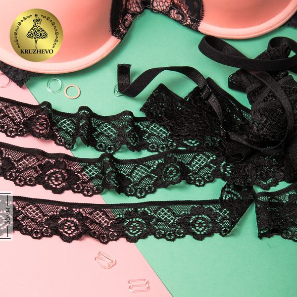 Кружево эластичное (стрейч) L839 30мм цв.03 черный, 10 м, Kruzhevo