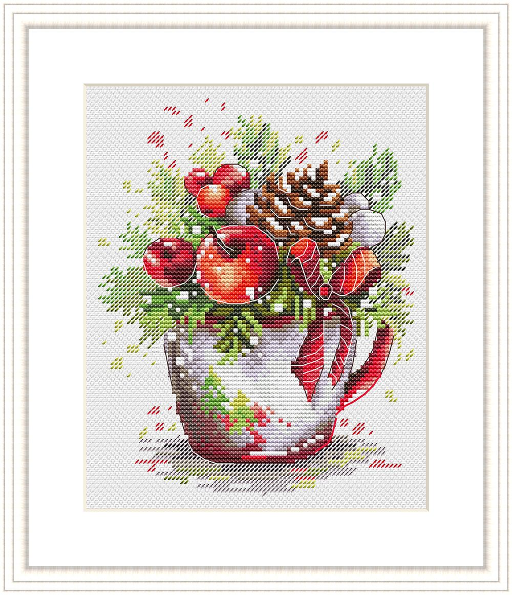 Набор для вышивания нитками МП Студия (Жар-птица), Новогодняя композиция, 18х14 см