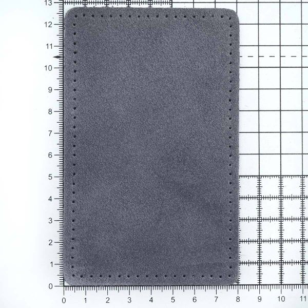 Заплатки пришивные из замши, прямоугольник 8х12,7см с перфорацией, 2 шт, 100% кожа, 26 серый, 59123