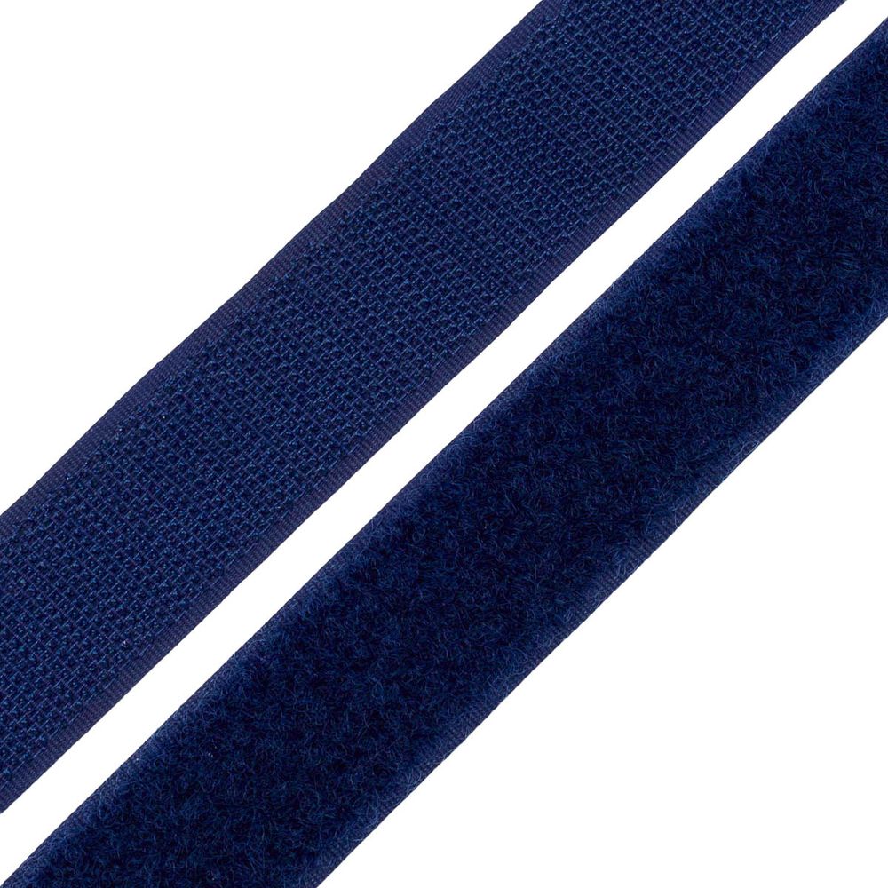 Лента контактная липучка (велкро) пришивная фасовка 25 мм / 25 см, Hobby&Pro, 57 т синий, /пара/, кач."B"