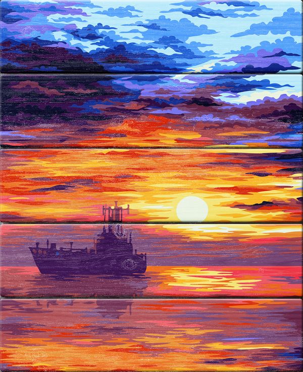 Картина по номерам PKW-1, 76 В лучах заката, деревянное панно, 40х50 см