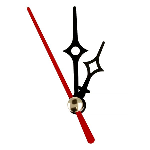 Стрелки для часовых механизмов (часовая/минутная/секундная) ЧМС, 5 шт, 27/39/41 мм, ( черный/красный)