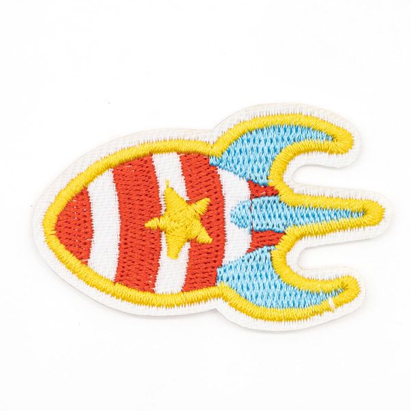 Термоаппликация Ракета со звездой, голубая/белая/красная 3,1х5,5см, Hobby&Pro