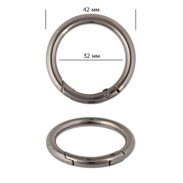 Карабин металл кольцо ⌀32.0 мм (42 мм) 107917, цв. чер.никель уп. 10 шт