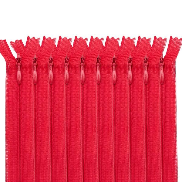 Молния потайная (скрытая) Т3 (3 мм) 1 зам., н/раз., 20 см, алый, 31224 / 20, 10 шт