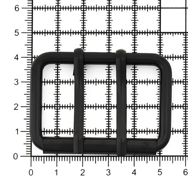 Пряжка прямоугольная 45 мм, с двумя язычками, металл (M.Black черный матовый), МТ_1864, 6 шт