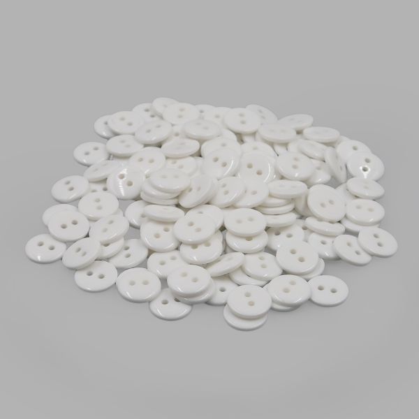 Пуговицы на 2 прокола супатная 20L (12,5мм), пластик (s.white (белый глянец)), 144 шт