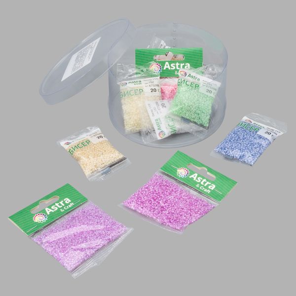 Набор бисера 11/0 ассорти №10 в тубе, 10 цветов, Astra&Craft