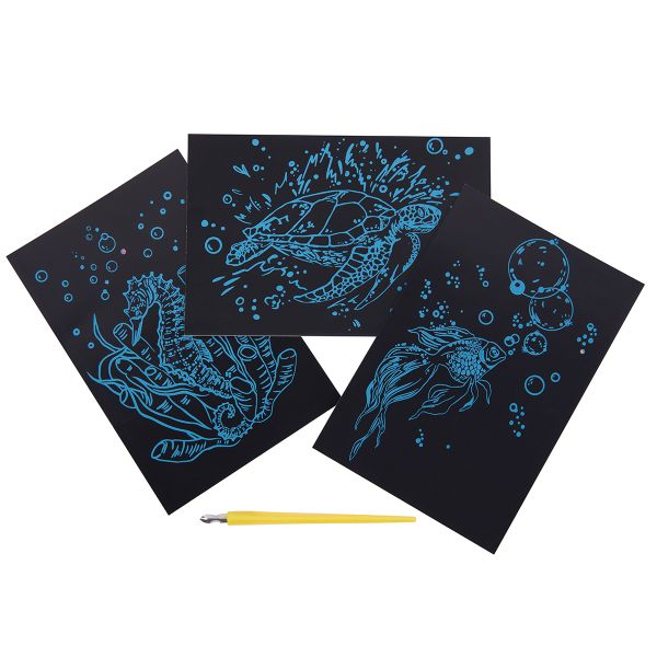 Набор для творчества Гравюра мини Подводный мир (мульти), 10х15 см, 1х3 шт, Hobbius GHPM-12