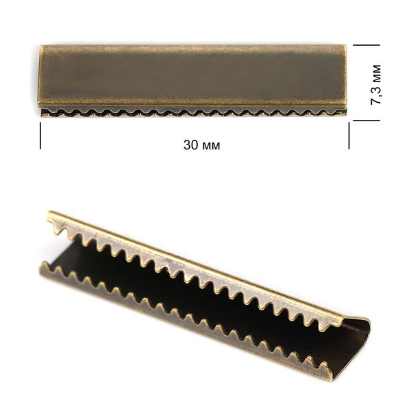 Наконечник-зажим для стропы металл 30х7,3 мм, цв.4 бронза, уп. 50 шт