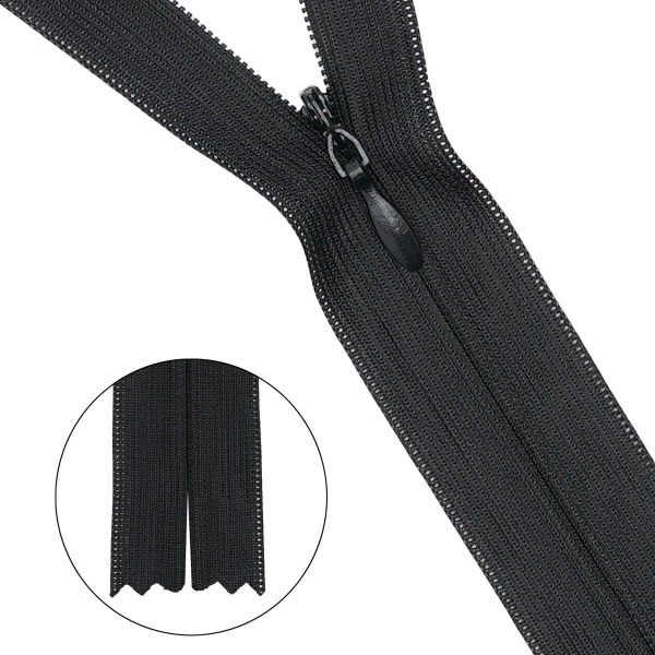 Молния потайная (скрытая) Т3 (3 мм) 1 зам., н/раз., 50 см, нейлон, 580 черный, 322, 10 шт