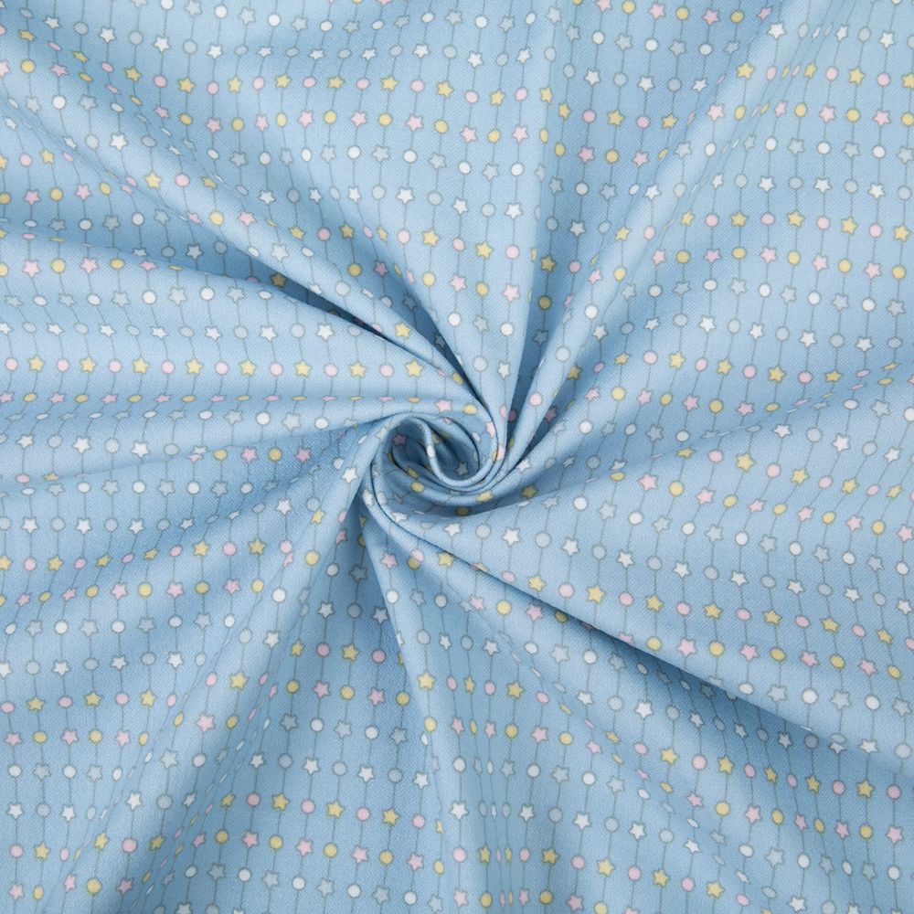 Ткань для пэчворка Peppy Молочные сны фланель, отрез 100х110 см, 175 г/м², МС-13 голубой, Peppy