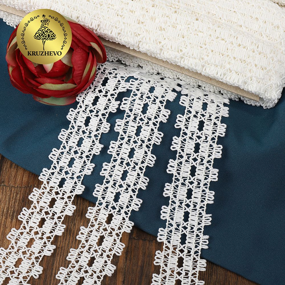 Кружево вязаное (тесьма) 36 мм 6322, цв.003 белый уп.25м, Kruzhevo