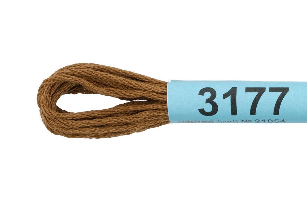 Мулине Gamma 100% хлопок, цв.3177 коричневый-хаки, 24 мотка по 8 метров