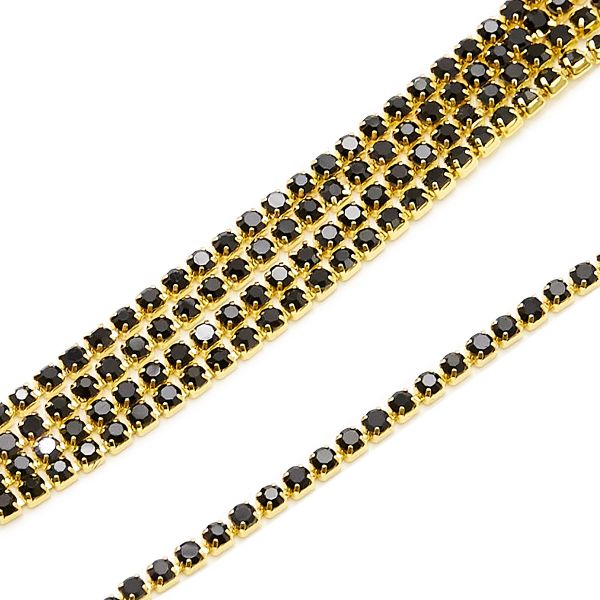 Стразы на цепи 2 мм, 9.14 метров, черный, SS6,5