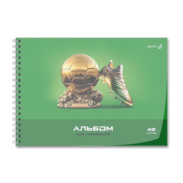 Альбом для рисования с пластик. обложкой 180 мкм, цветной титул лист 100 г/м², A4 29х20.5 см, 40 л. на гребне 5 шт, 01543 Дорога к победе, Светоч А207