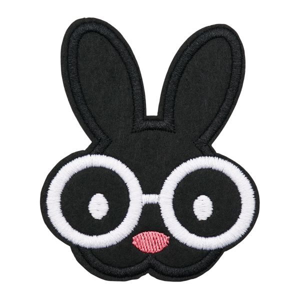 Термоаппликация Зайка в очках 70х85мм (Black (черный)), 2 шт, LA525