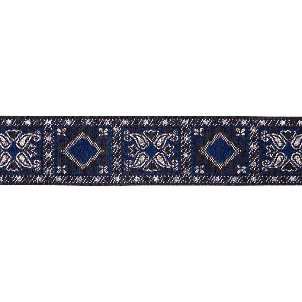 Лента (тесьма) жаккардовая 25.0 мм / 10±0.5 метров, черный/т.синий, Gamma TRJ-119(46)