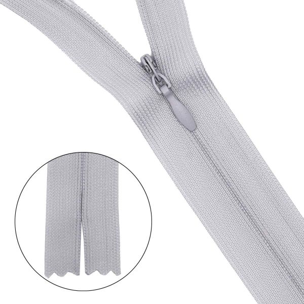 Молния потайная (скрытая) Т3 (3 мм) 1 зам., н/раз., 20 см, нейлон, 154 бледно-серый, 310, 10 шт