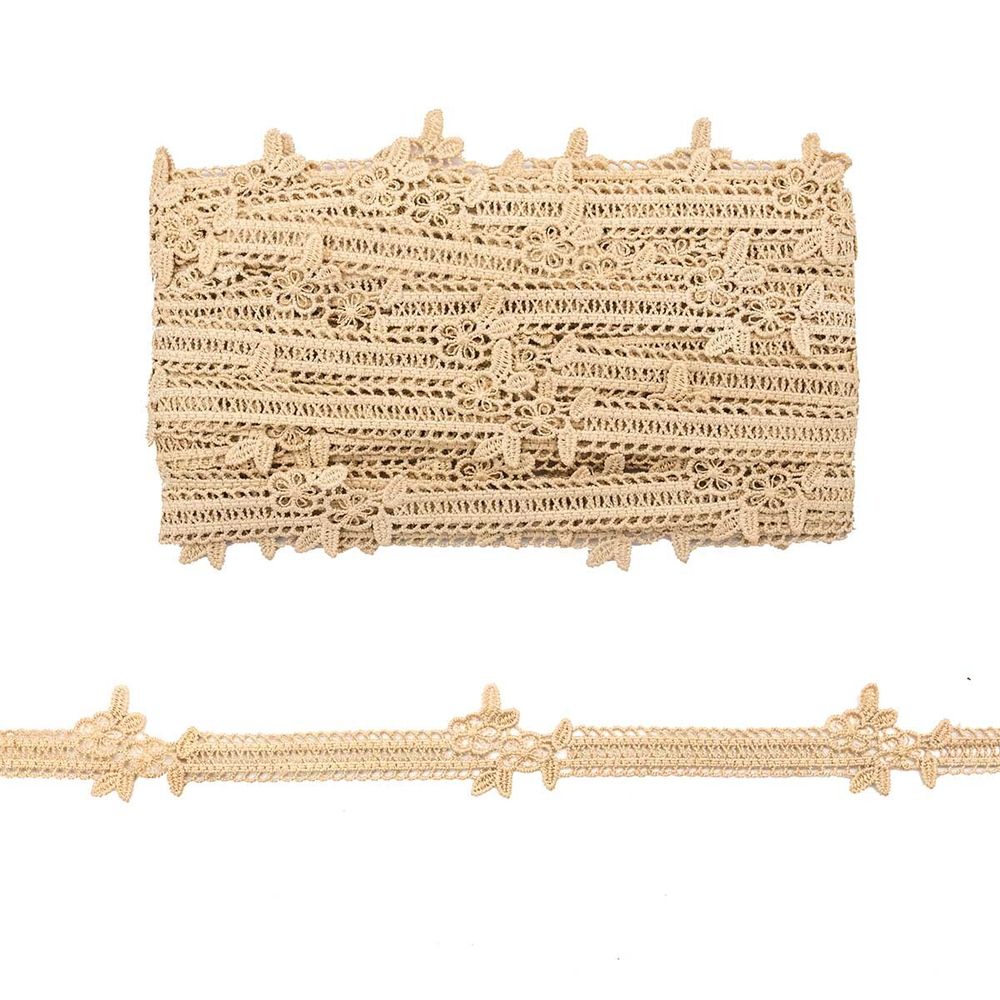 Кружево гипюр (плетёное) (матовое) 30 мм, 13.72м, цв.164 капучино