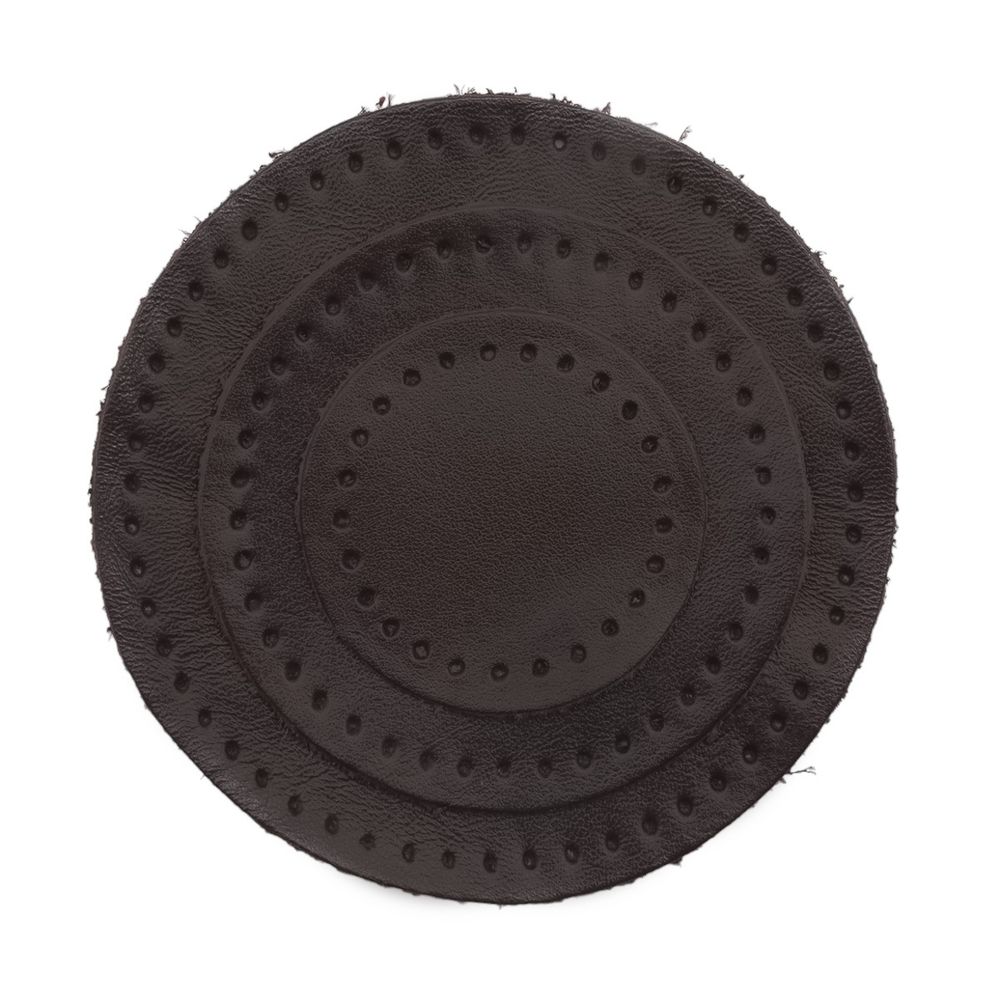 Набор заплаток пришивных из кожи, круг ⌀4см, 6см и 8см, с перфорацией, 3 шт, 100% кожа (03 темно-коричневый), 9401