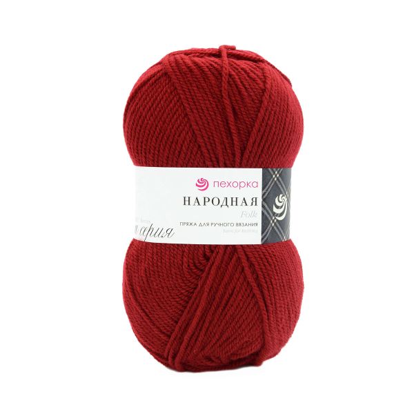 Пряжа Пехорка Народная / уп.5 мот. по 100 г, 220 м, 272-Вишня