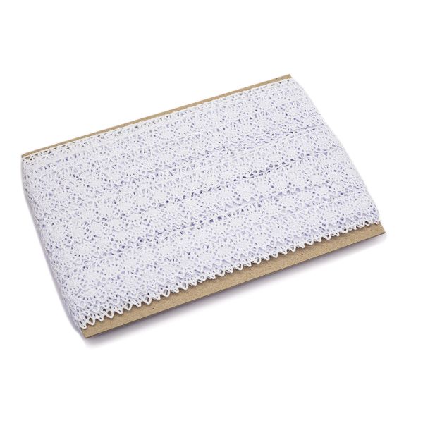 Кружево вязаное (тесьма) хлопковое 15 мм 25м одностор. (01 белый)