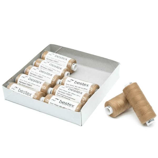Нитки швейные бытовые Bestex 40/2, 365 м (400 ярд) / 10 кат., 016 пастельно-коричневый