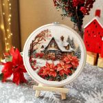 Набор для вышивания нитками Luca-S, с пяльцами Домик в лесу, 17х17см