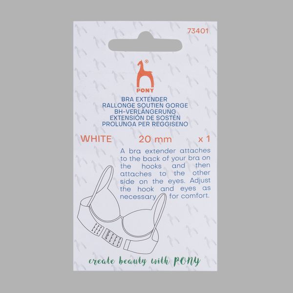 Удлинитель застежки для бюстгальтера 3*1, 20 мм, белый, 1 шт, Pony, 73401