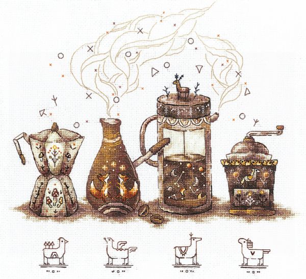 Набор для вышивания нитками Сделай своими руками, Ценители кофе 27х25 см