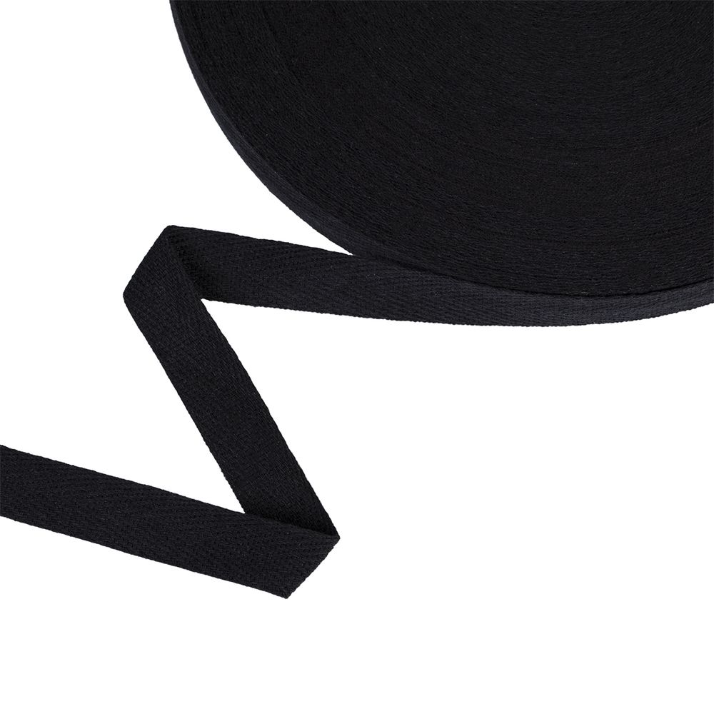 Тесьма (лента) киперная (100 х/б) 15 мм / 50 метров, черный/black, Gamma TCT-15