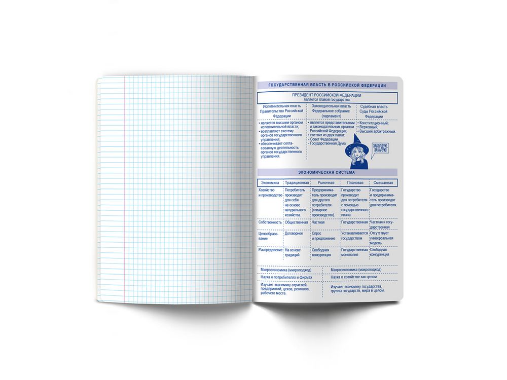 Тетрадь со справочным материалом Ковен тайных знаний, A5+ 48 л. на скобе 65 г/м², белизна 100%, 10 шт, клетка, 00862 Обществознание, Светоч 48Т7