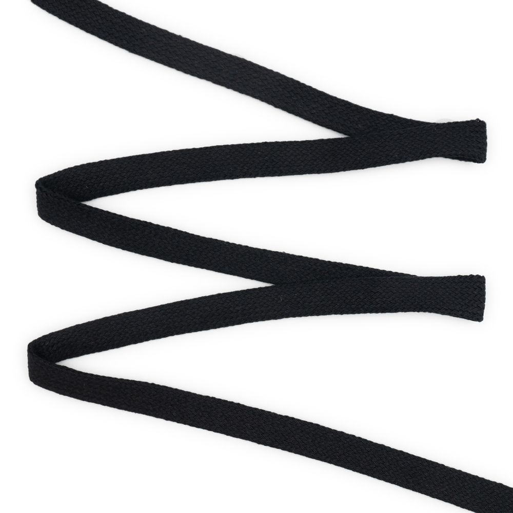 Шнур плоский плетеный х/б ⌀15.0 мм / 75 метров, (ГР) 02 черный, 07-4300