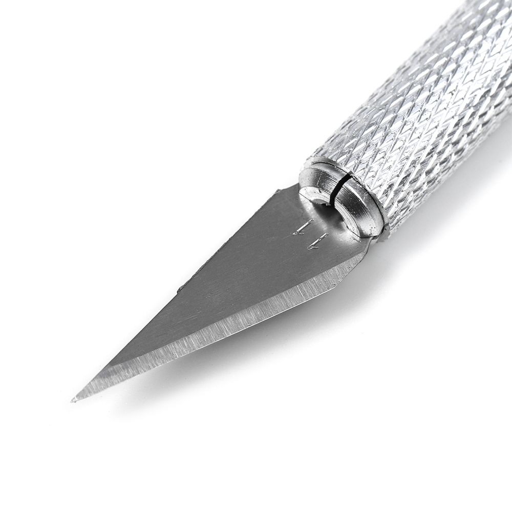 Нож макетный цанговый, алюминий с лезвием цв. серебро