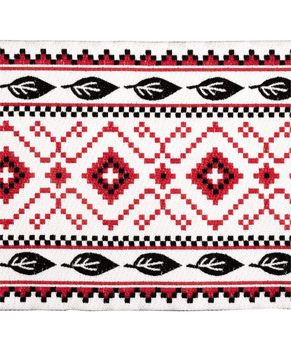 Лента (тесьма) жаккардовая 100.0 мм / 10±0.5 метров, узор красный/черный, Gamma DBTRJ-103