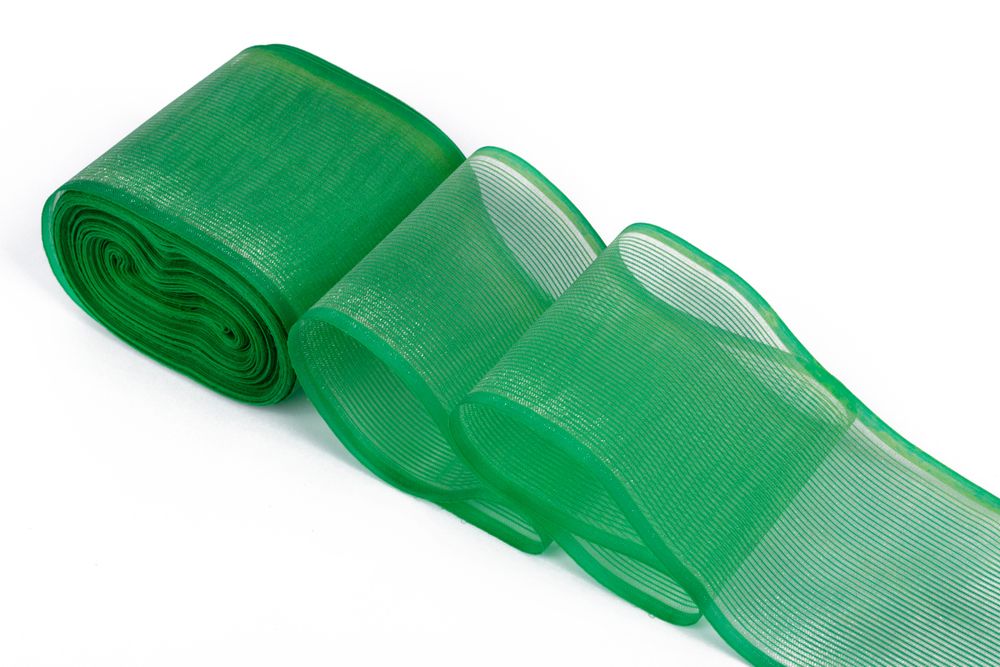 Лента капроновая (органза) для бантов 75-80.0 мм / 25±1 метров, зеленый, Gamma С 3622, Gamma С 3622