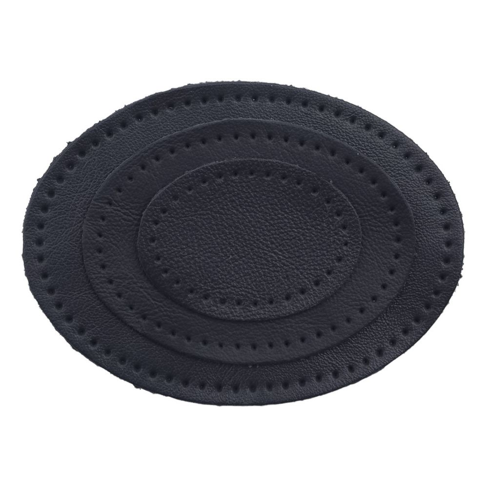 Набор заплаток пришивных из кожи, овал 4х5,5см, 6х8,2см, 8х10,9см, с перфорацией, 3 шт (05 темно-синий), 9404